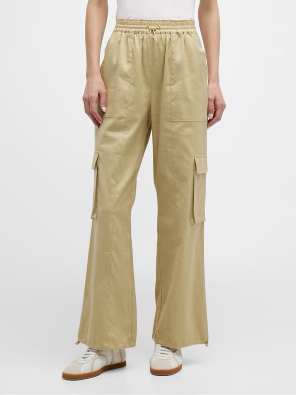 Rails Ollie Linen Blend Cargo Pants XL Ochre Wide Leg Drawstring Utility